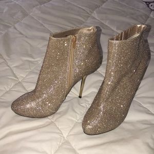 Sparkly golden Ankle stiletto boots
